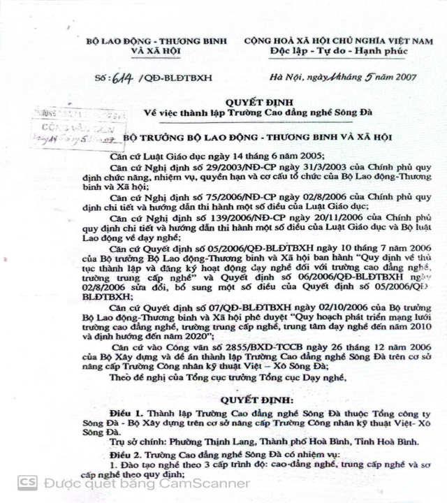 Quyết định thành lập trường