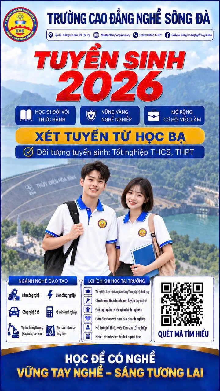 TRƯỜNG CAO ĐẲNG NGHỀ SÔNG ĐÀ TUYỂN SINH NĂM 2026