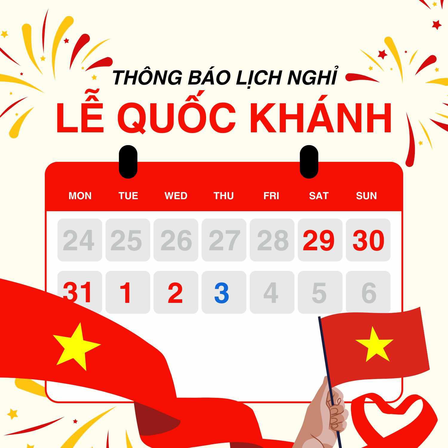 THÔNG BÁO  LỊCH NGHỈ LỄ 2/9/2026 - TRƯỜNG CAO ĐẲNG NGHỀ SÔNG ĐÀ